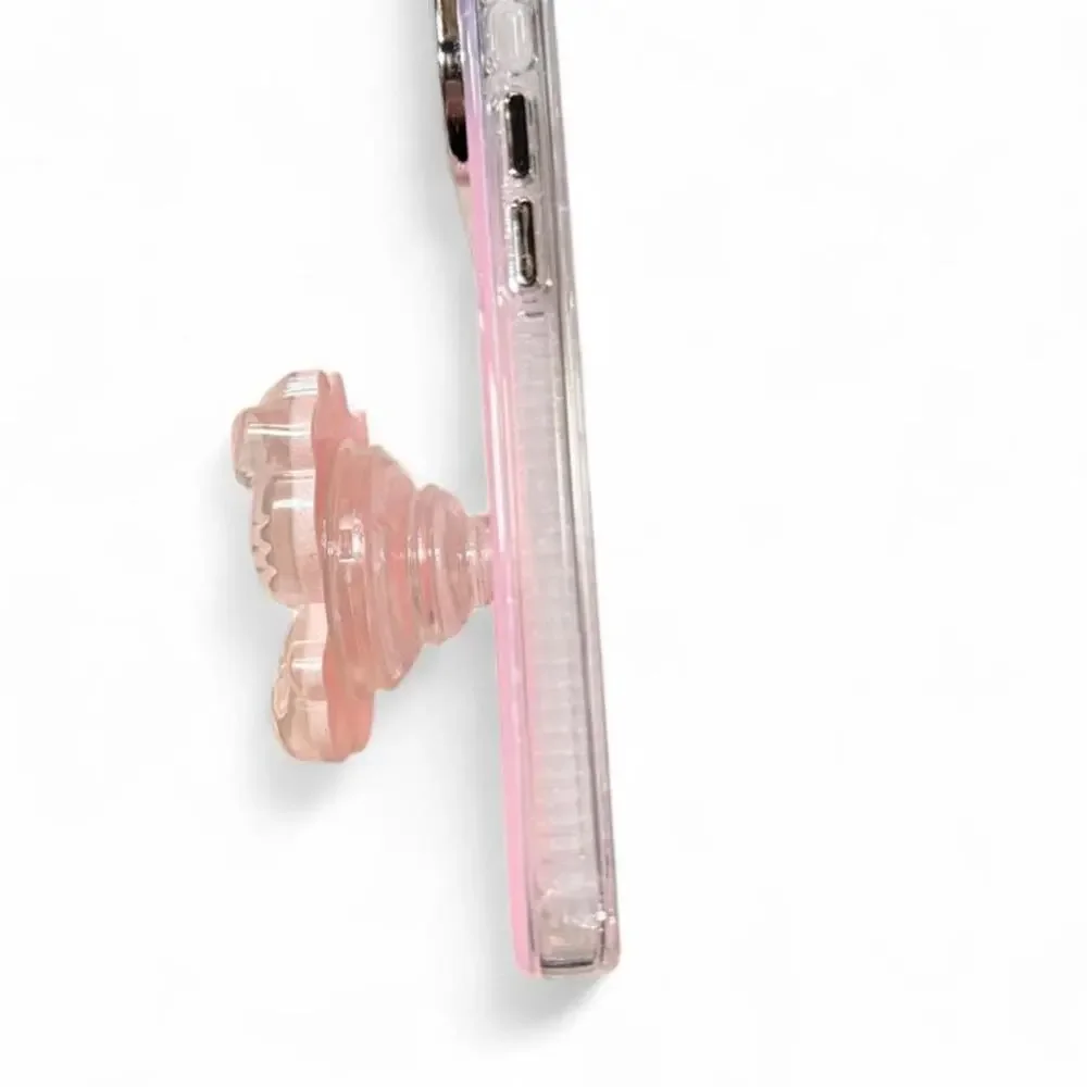 Hello Kitty Kawaii! Pastel Pink Iridescent Rhinestone Silver IPhone 17 Pro Case